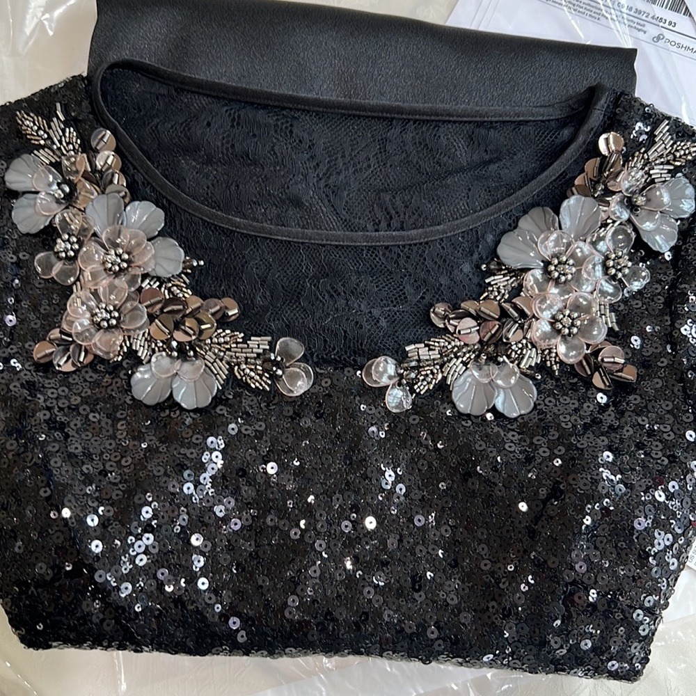 Aidan Mattox sequin and charmeuse trapeze party dress - Picture 6 of 7